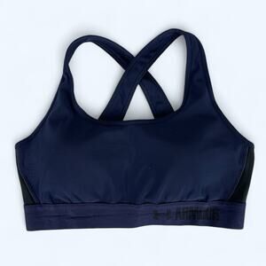 Under Armour Mid Compression Sports Bra Navy Black size large
